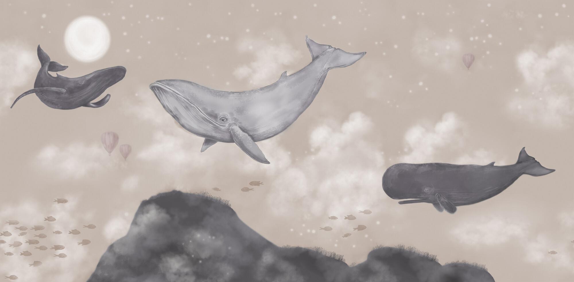 Whales in the sky PW212801 Mr. Perswall Wallpaper