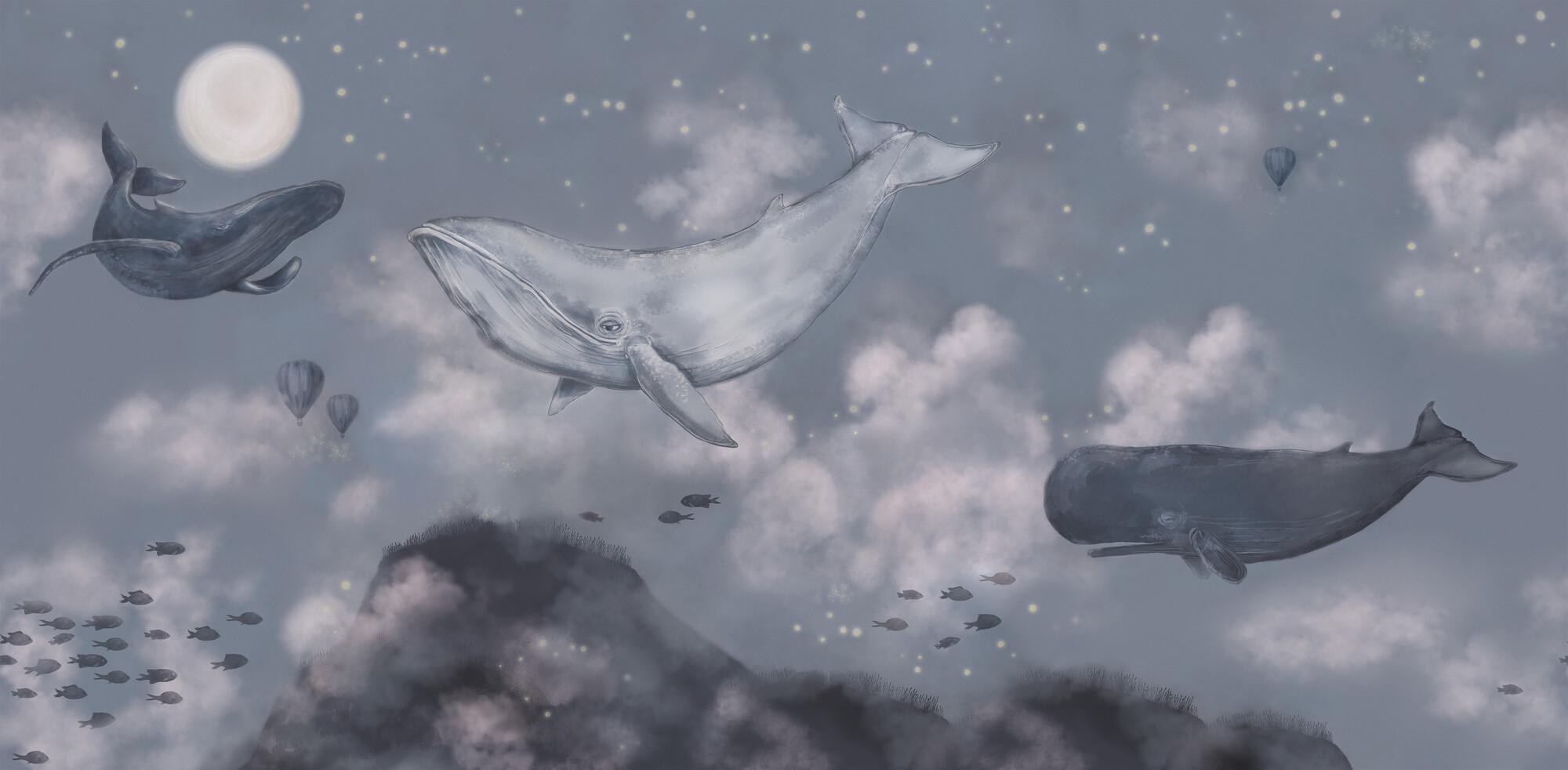 Whales in the sky PW212802 Mr. Perswall Wallpaper