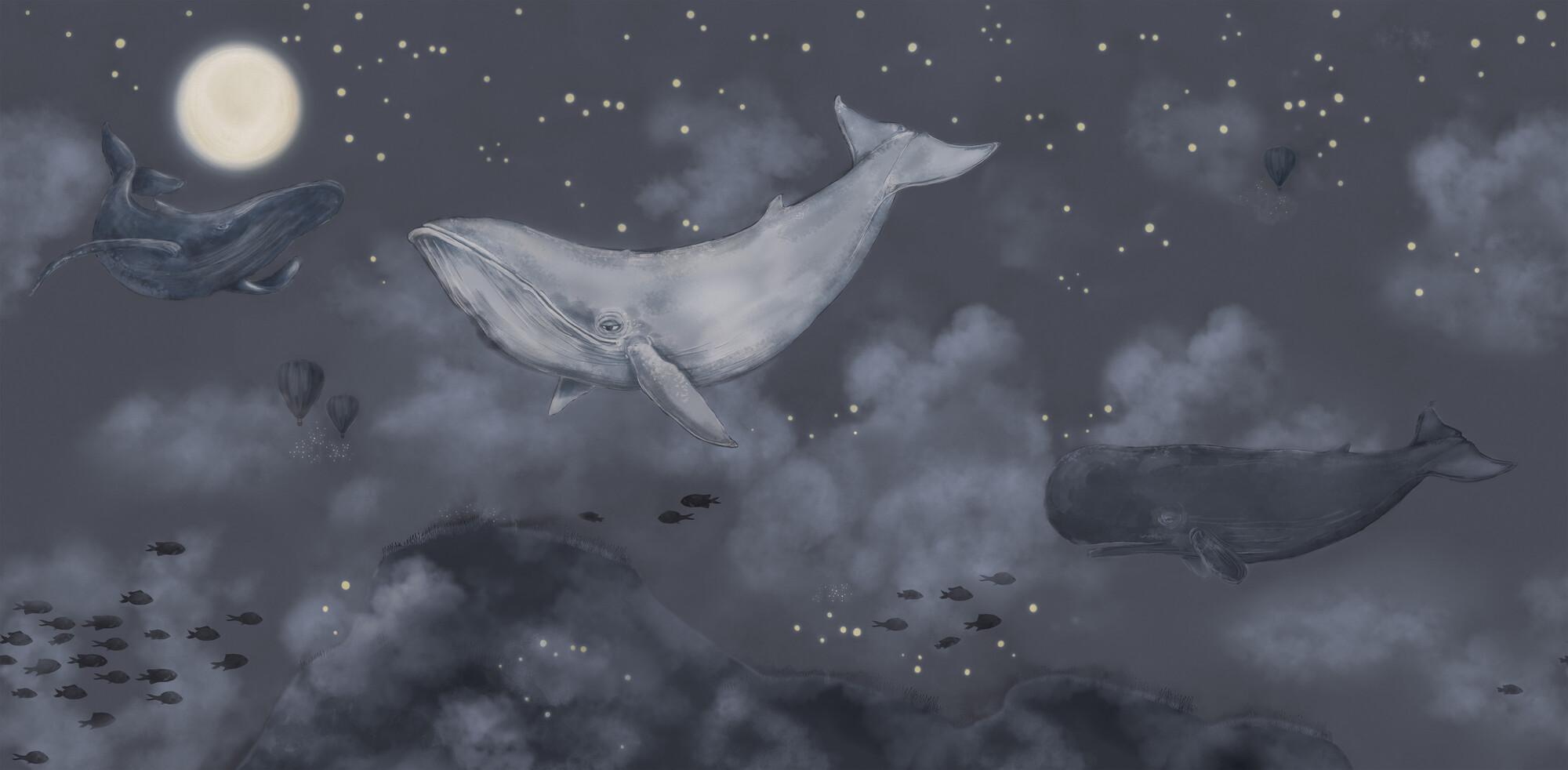 Whales in the sky PW212803 Mr. Perswall Wallpape